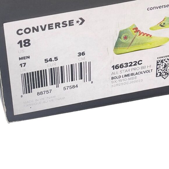 Converse All Star Pro BB Hi Grimshaw M Sz 18 “Grinch” 166322C Shoes - Picture 3 of 9